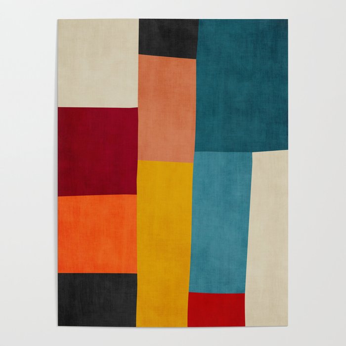 Modern Colorful Patchwork Abstract Art  Poster Gallery Image 1