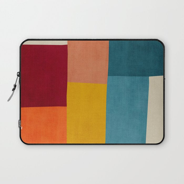 Modern Colorful Patchwork Abstract Art  Laptop Sleeve Gallery Image 1