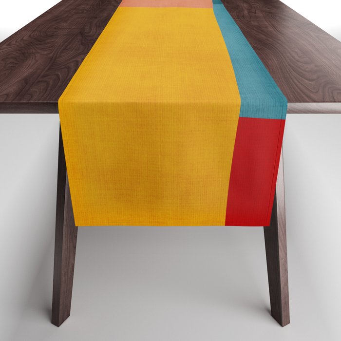 Modern Colorful Patchwork Abstract Art  Table Runner Gallery Image 1