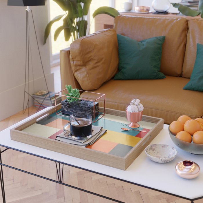 Modern Colorful Patchwork Abstract Art  Serving Tray Gallery Image 2