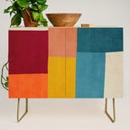 Modern Colorful Patchwork Abstract Art  Credenza Gallery Image 1