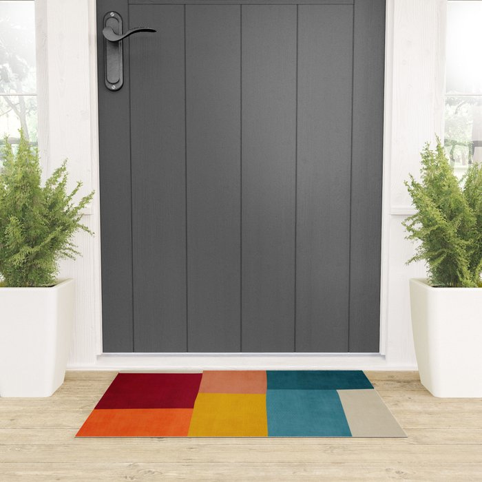 Modern Colorful Patchwork Abstract Art  Welcome Mat Gallery Image 3