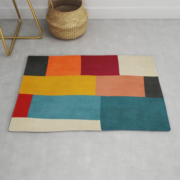 Modern Colorful Patchwork Abstract Art  Rug Gallery Image 1