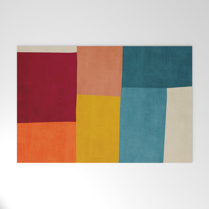 Modern Colorful Patchwork Abstract Art  Welcome Mat Gallery Image 1
