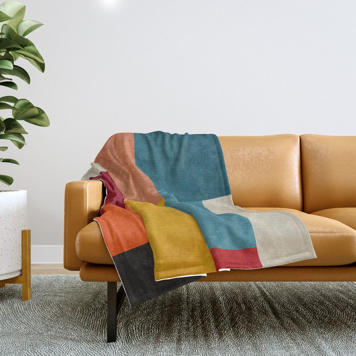 Modern Colorful Patchwork Abstract Art  Throw Blanket Gallery Image 1