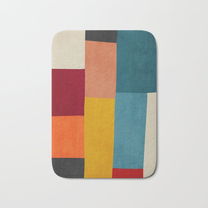 Modern Colorful Patchwork Abstract Art  Bath Mat Gallery Image 1