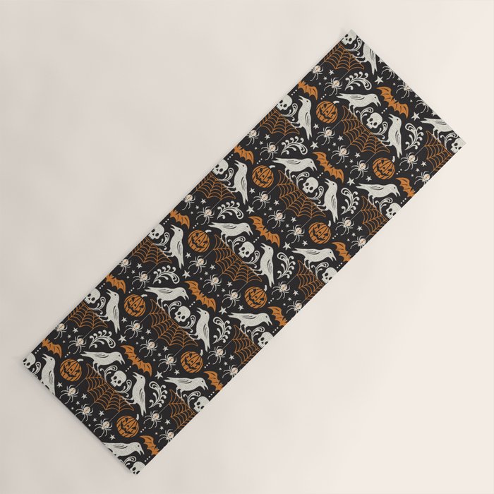 All Hallows' Eve - Black Orange Halloween Yoga Mat Gallery Image 1