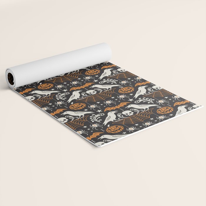 All Hallows' Eve - Black Orange Halloween Yoga Mat Gallery Image 2