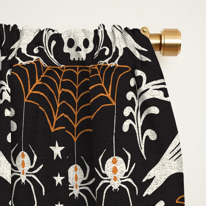 All Hallows' Eve - Black Orange Halloween Window Curtain Gallery Image 2