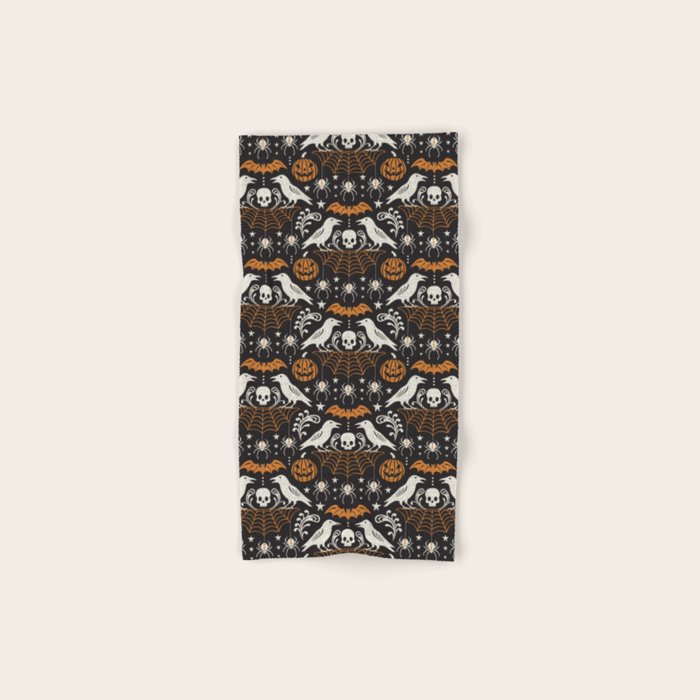 All Hallows' Eve - Black Orange Halloween Bath Towel Gallery Image 1