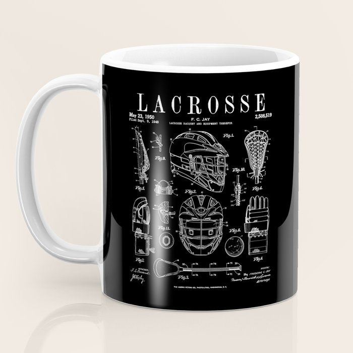 Lacrosse Player Equipment Vintage Patent Drawing Print Coffee Mug Gallery Image 3