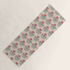 Marigold - pink and teal on linen Yoga Mat Gallery Image 1