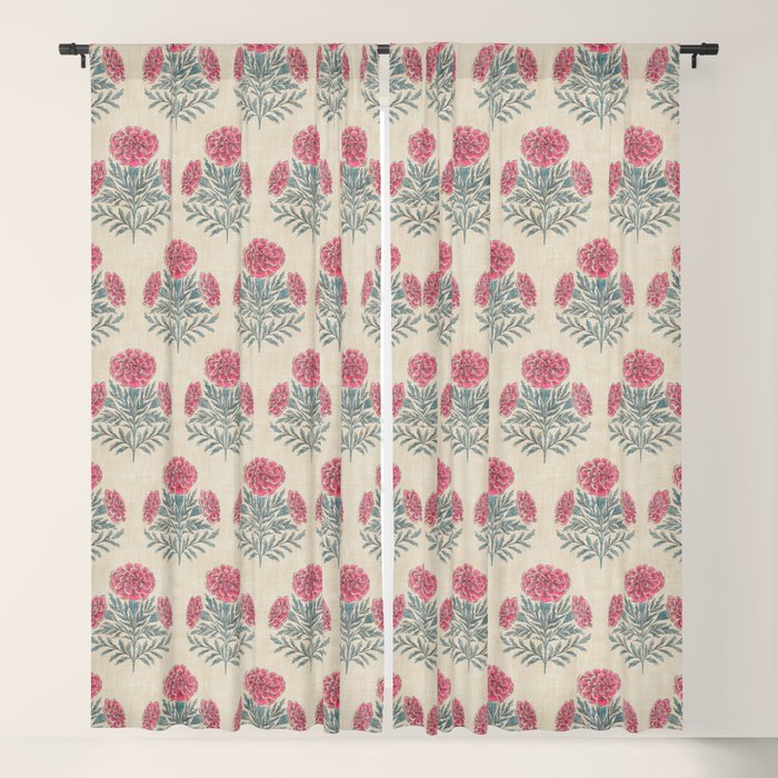 Marigold - pink and teal on linen Window Curtain Gallery Image 5