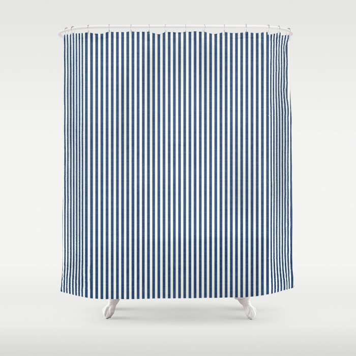 Pinstripe in Navy Blue Shower Curtain Gallery Image 1