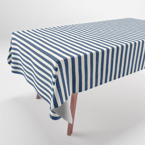 Pinstripe In Navy Blue Tablecloth Gallery Image 1