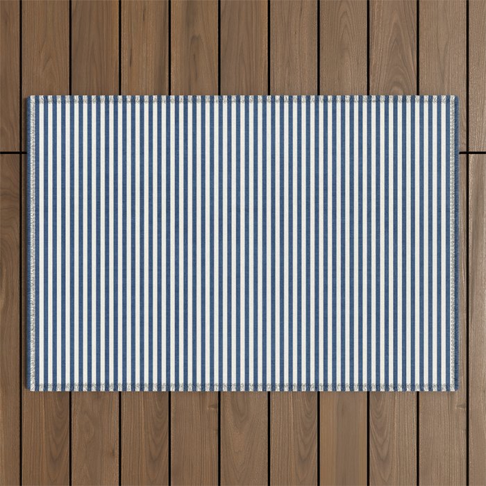 Pinstripe in Navy Blue Outdoor Rug Gallery Image 1