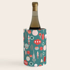 Vintage Christmas baubles teal background Wine Chiller Gallery Image 1