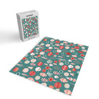 Vintage Christmas baubles teal background Jigsaw Puzzle Gallery Image 2