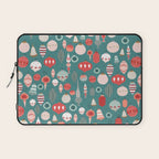Vintage Christmas baubles teal background Laptop Sleeve Gallery Image 1
