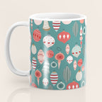 Vintage Christmas baubles teal background Coffee Mug Gallery Image 3