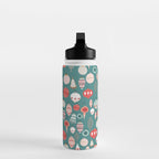 Vintage Christmas baubles teal background Water Bottle Gallery Image 3