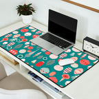 Vintage Christmas baubles teal background Desk Mat Gallery Image 2