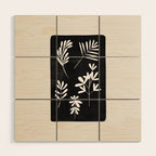 Plant Fossils Line Drawing Black Illustration Paper Collage Night Sky Minimalist Midcentury by Ejaaz Haniff  Wood Wall Art Gallery Image 1