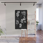 Plant Fossils Line Drawing Black Illustration Paper Collage Night Sky Minimalist Midcentury by Ejaaz Haniff  Wall Mural Gallery Image 1