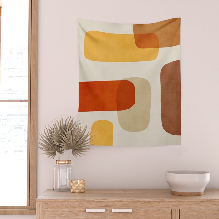 Modern Abstract Earth Tones Artwork Wall Tapestry Gallery Image 2