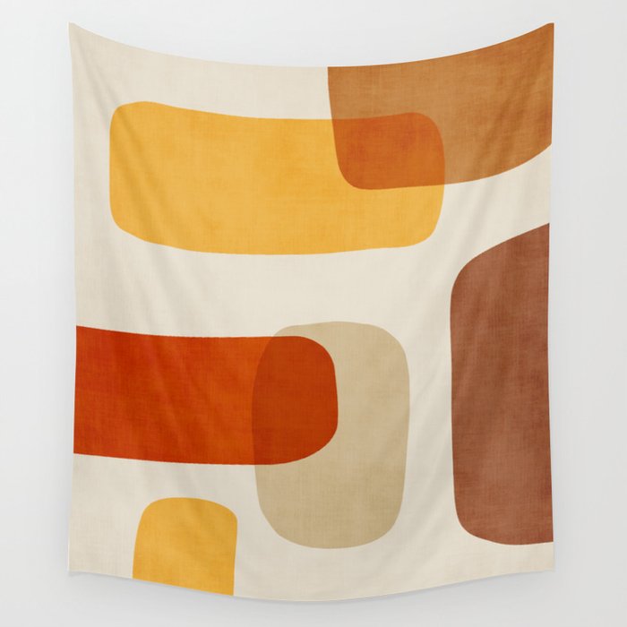 Modern Abstract Earth Tones Artwork Wall Tapestry Gallery Image 4