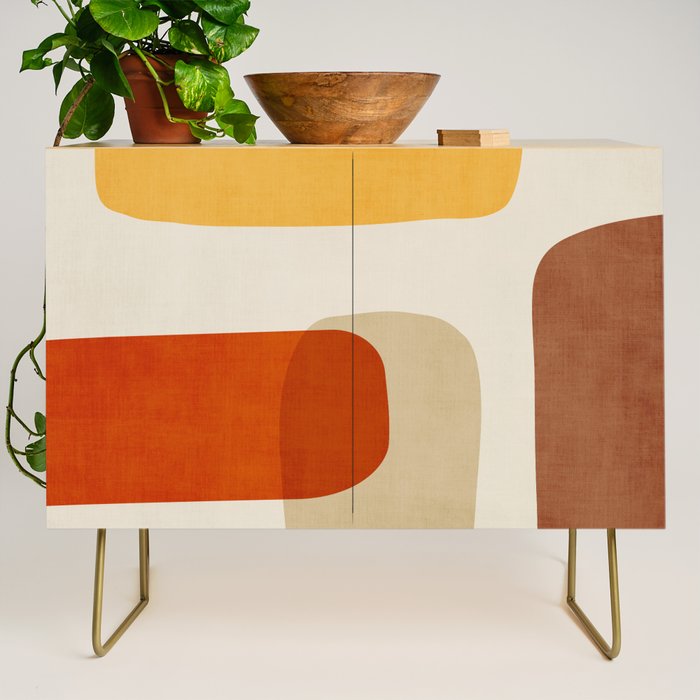 Modern Abstract Earth Tones Artwork Credenza Gallery Image 1