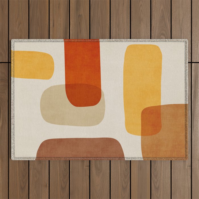 Modern Abstract Earth Tones Artwork Outdoor Rug Gallery Image 1