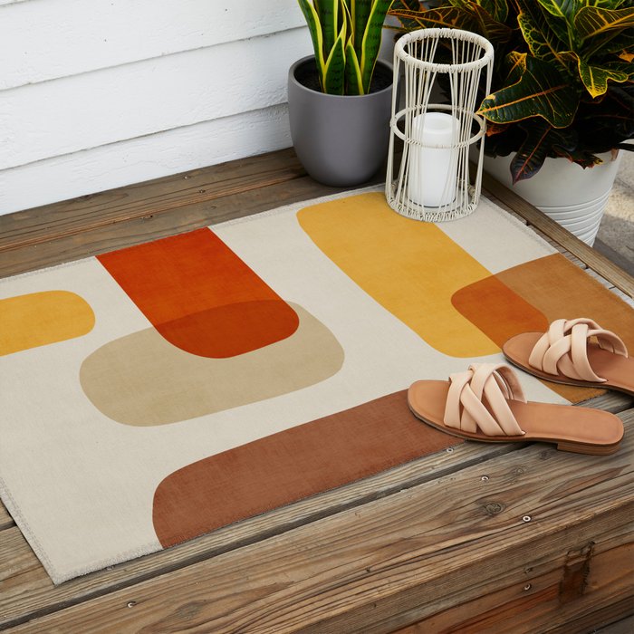 Modern Abstract Earth Tones Artwork Outdoor Rug Gallery Image 2