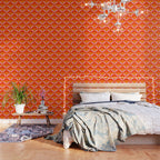 Orange Scalloped Floral Pattern Wallpaper Gallery Image 3