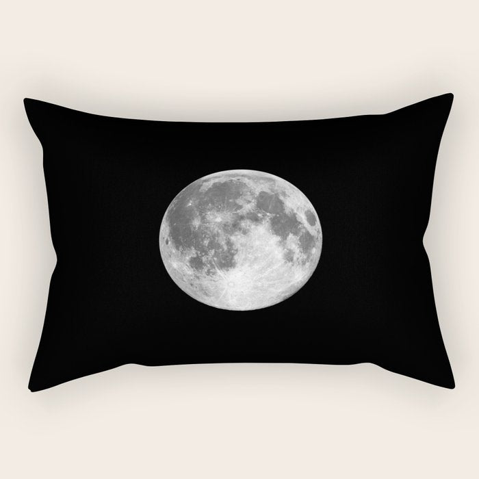 Full Moon print black-white photograph new lunar eclipse poster bedroom home wall decor Rectangular Pillow Gallery Image 1