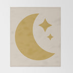 Moon & Stars - Gold Throw Blanket Gallery Image 2
