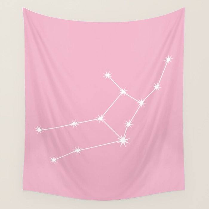 Virgo Zodiac Star Constellation Line Art Soft Pink Wall Tapestry Gallery Image 4