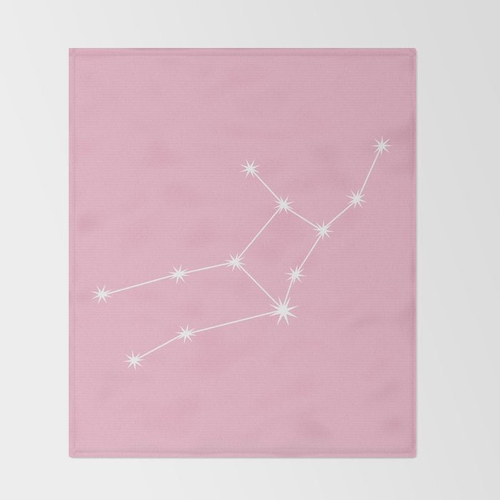 Virgo Zodiac Star Constellation Line Art Soft Pink Throw Blanket Gallery Image 2