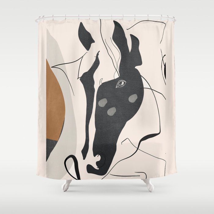 Abstract Minimal Horse 3 Shower Curtain Gallery Image 1