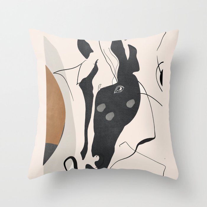 Abstract Minimal Horse 3 Throw Pillow Gallery Image 6
