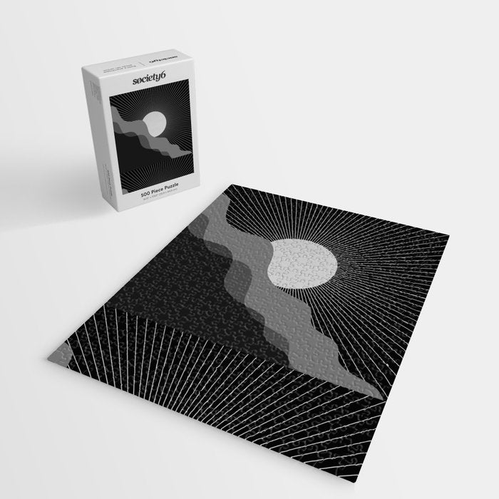 Abstraction_SUNRISE_SUNSET_BLACK_WHITE_MONO_POP_ART_0622A Jigsaw Puzzle Gallery Image 2
