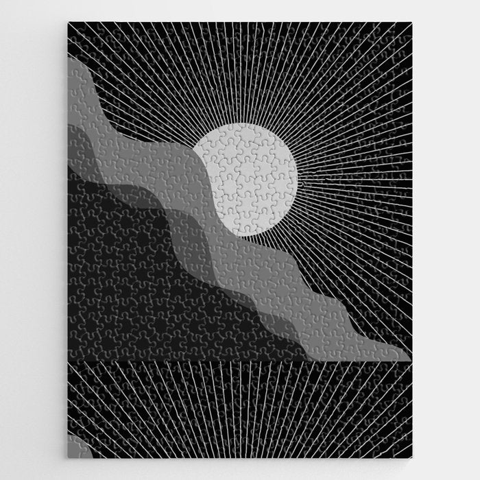 Abstraction_SUNRISE_SUNSET_BLACK_WHITE_MONO_POP_ART_0622A Jigsaw Puzzle Gallery Image 1