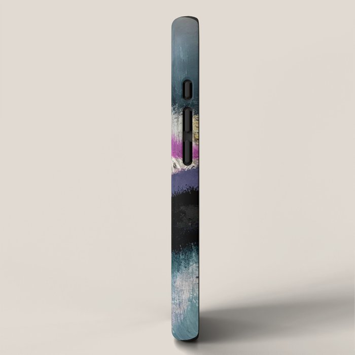 Gemini: a vibrant, colorful abstract piece in gold, purple, blue, black, and white iPhone Case Gallery Image 2
