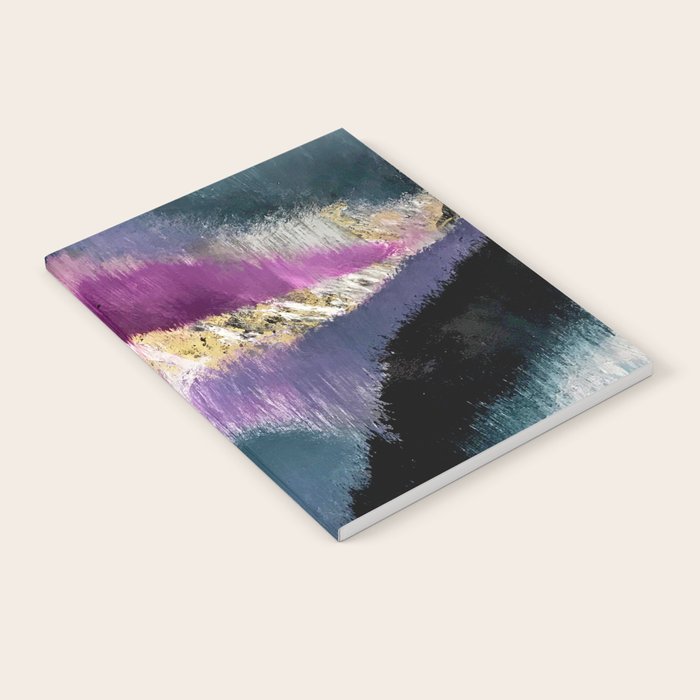 Gemini: a vibrant, colorful abstract piece in gold, purple, blue, black, and white Notebook Gallery Image 2