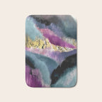 Gemini: a vibrant, colorful abstract piece in gold, purple, blue, black, and white Bath Mat Gallery Image 1