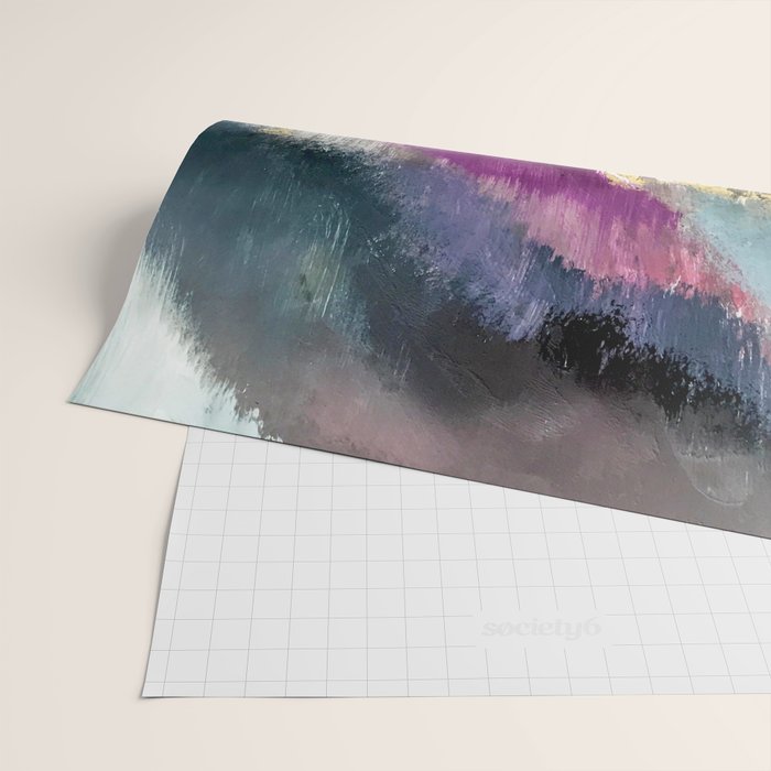 Gemini: a vibrant, colorful abstract piece in gold, purple, blue, black, and white Wrapping Paper Gallery Image 2