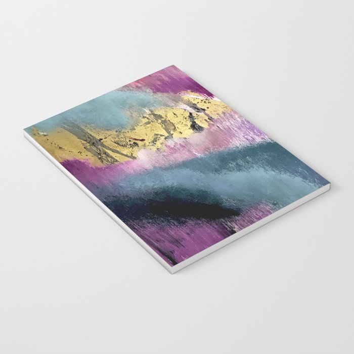 Gemini: a vibrant, colorful abstract piece in gold, purple, blue, black, and white Notebook Gallery Image 3