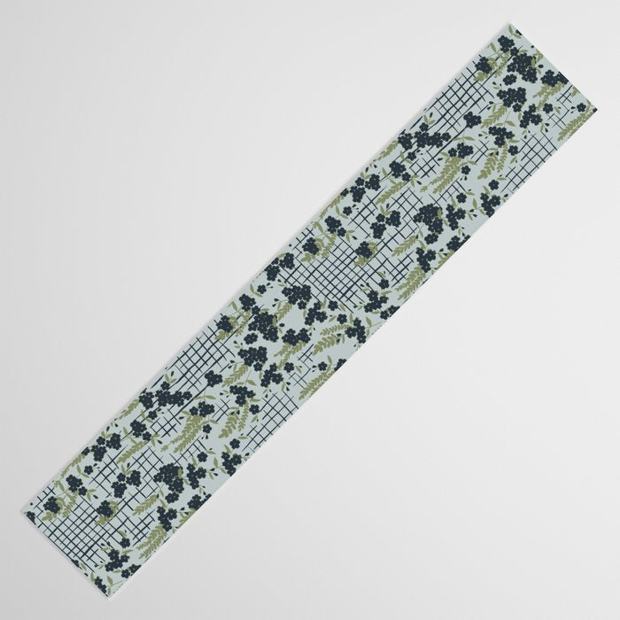 Blue floral with checks Table Runner Gallery Image 3