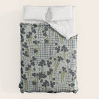 Blue floral with checks Duvet Cover Gallery Image 6