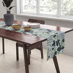 Blue floral with checks Table Runner Gallery Image 2